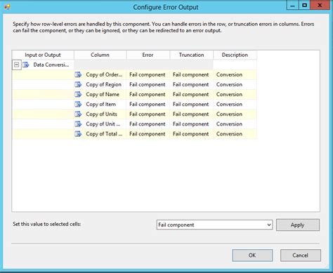 ssis package error list